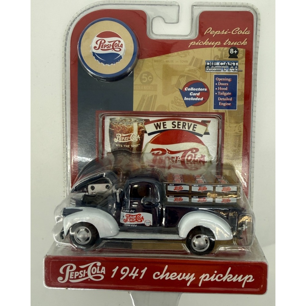 Pepsi Cola 1941 Chevy Pickup Die Cast Metal Truck Sealed Collectors Card Gearbox